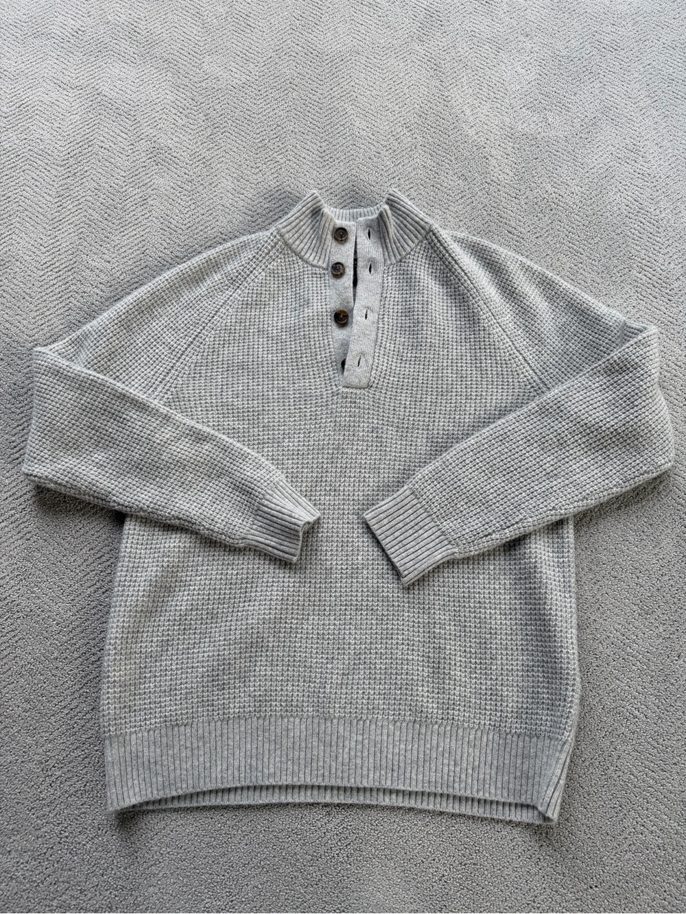 Banana Republic Light Gray Mock Button-Neck Sweater